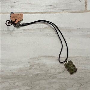 Rectangular Stone Pendant Necklace
